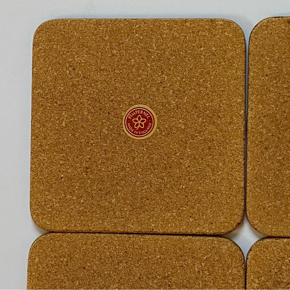 Pimpernel Coasters Lot of 6 Acrylic Cork Back Field Flowers England roses peony